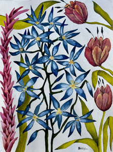 Blue Star with Spring Tulips 18x24