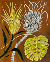 Load image into Gallery viewer, Protea and Monstera Leaf 24x30