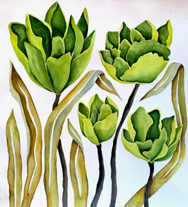 Green Floral 18x20