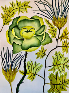 Green Green Floral 18x24