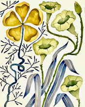 Load image into Gallery viewer, Yellow Floral Green Morning Glory 24x30
