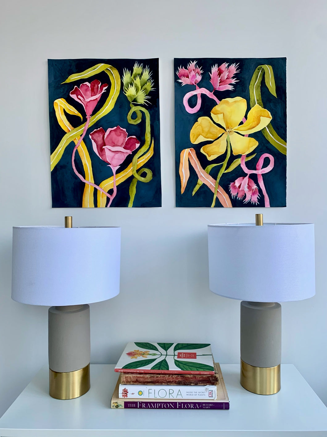 Wild Floral on Dark Background 18x24