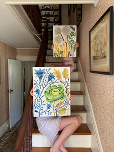 Blue Flute Green Floral 18x24