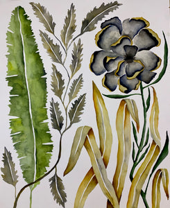 Banana Leaf Grey Floral 24x30